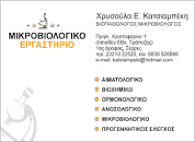 ΚΑΤΣΙΑΜΠΕΚΗ ΧΡΥΣΟΥΛΑ – ΜΙΚΡΟΒΙΟΛΟΓΙΚΟ ΕΡΓΑΣΤΗΡΙΟ – ΣΕΡΡΕΣ