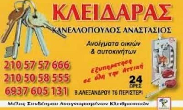 ΚΑΝΕΛΛΟΠΟΥΛΟΣ ΑΝΑΣΤΑΣΙΟΣ – ΚΛΕΙΔΑΡΑΣ ΚΛΕΙΔΙΑ ΑΣΦΑΛΕΙΑΣ – ΠΕΡΙΣΤΕΡΙ ΑΤΤΙΚΗ