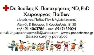 ΠΑΠΑΧΡΗΣΤΟΣ ΒΑΣΙΛΕΙΟΣ – ΠΑΙΔΟΧΕΙΡΟΥΡΓΟΣ ΚΟΡΥΔΑΛΛΟΣ ΑΤΤΙΚΗ